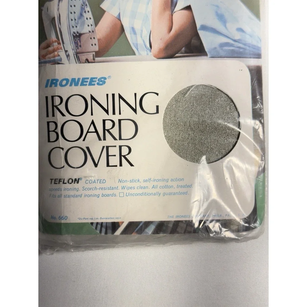 Vintage Ironing Board Cover Fits Standard Boards TEFLON Coated Silver Ironees